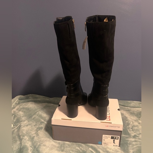 NWT and box Liz Claiborne LC Hemlock tall boots. Black. 7 medium memory foam - Picture 4 of 7